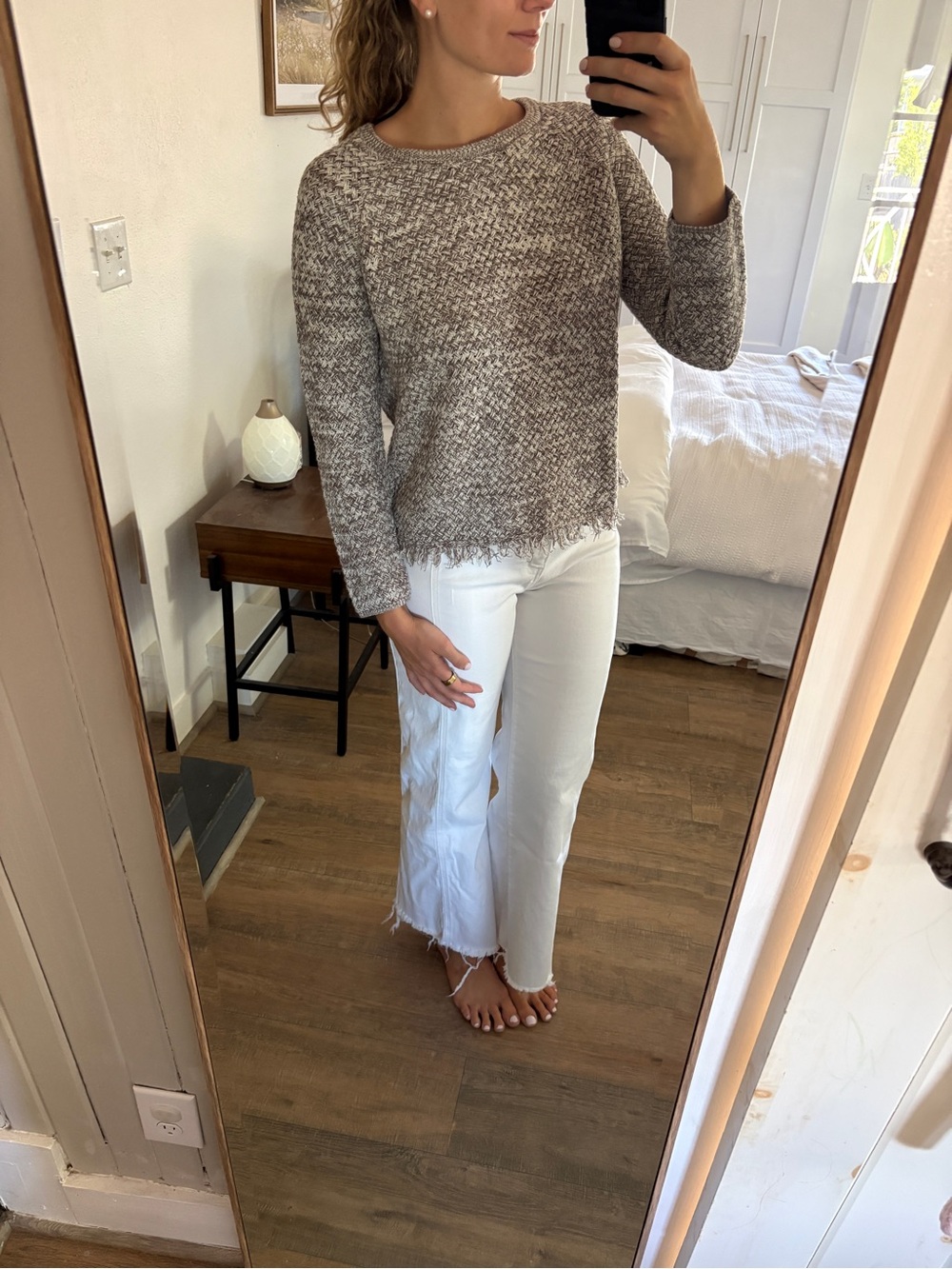 Lucky Brand Heathered Taupe Crewneck Sweater